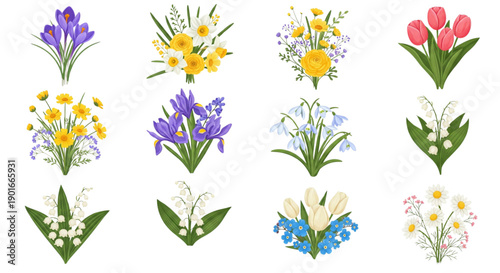 Spring Floral Bouquets for Website Design, Marketing, and Celebrations, Fresh and Vibrant
