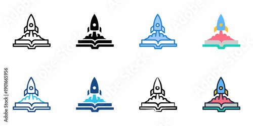 Educational Initiative icons set multiple style collection. Editable stroke 
