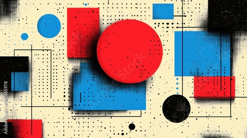 Wallpaper Mural Abstract Geometric Shapes in Red Blue. Torontodigital.ca