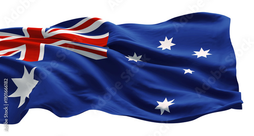 Obraz na płótnie Australia flag flowing in the wind isolated on transparent background 3D render