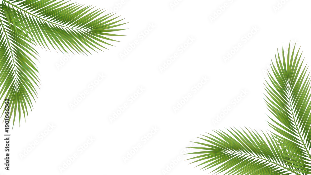 Fototapeta premium Diagonal Palm Leaf Corners for Tropical Background Design