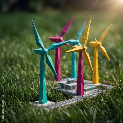 wind turbine on the grass