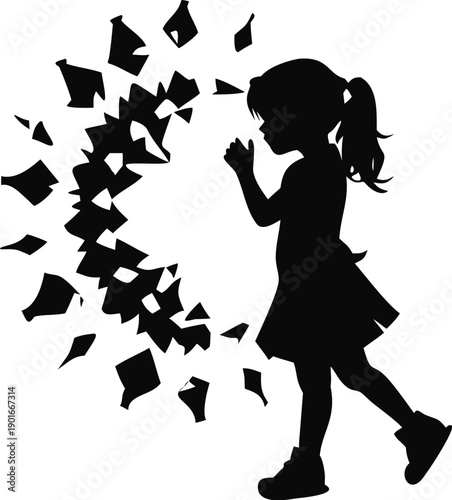 Girl Looking Through A Kaleidoscope Silhouette