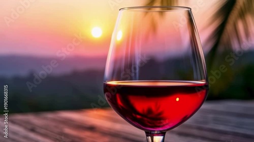 A crystal glass of red wine stands isolated as an elegant alcoholic beverage perfect for a restaurant celebration or party bar