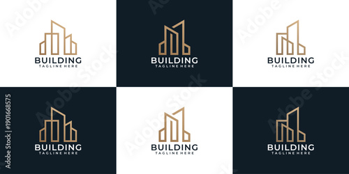 Set of building architecture apartment real estate logo concept for business