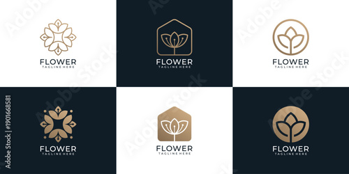Set of minimalist flower beauty spa logo vector concept inspiration