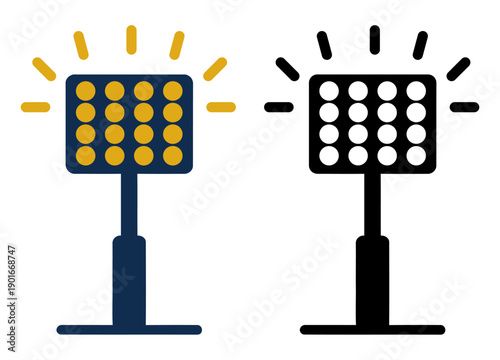 Stadium spotlight icon representing sports events, night matches, and illumination