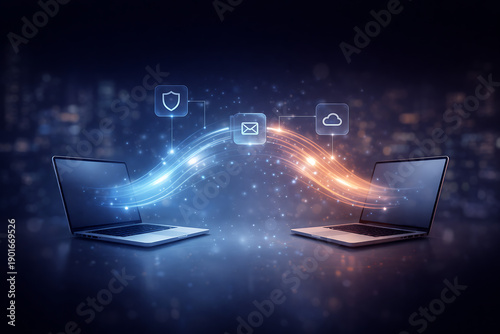 Secure Data Transfer Between Laptops with Cloud Computing and Digital Network Concept