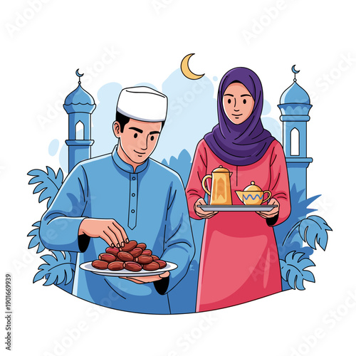 man eating pizza cartoon illustration