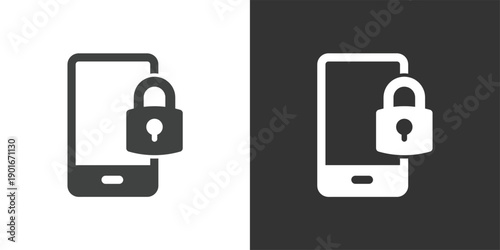 Mobile Security or Lock icon. Solid glyph series icon