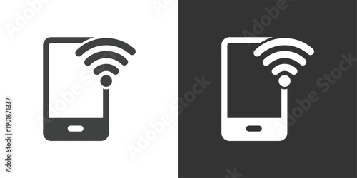 Smartphone Wi-Fi Connectivity icon. Solid glyph series icon