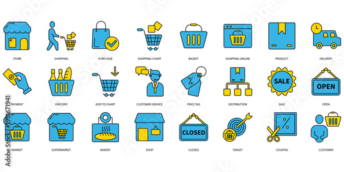 Shopping icons set. Set of editable stroke icons.Set of Shopping