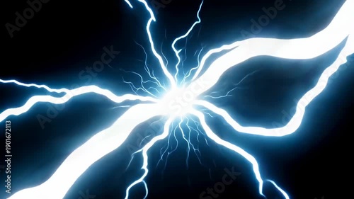 Powerful Blue Electric Lightning Bolts and Energy Spark Animation