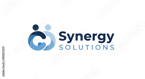Synergy Solutions logo with abstract blue figures representing collaboration and connection.