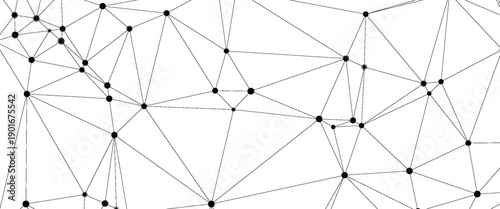 Geometric triangle mesh background with black circles. Monochromatic texture. Abstract polygonal geometric shape structure. Low poly minimal style art