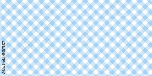 Quadro su tela Blue and white plaid fabric texture background