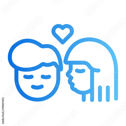 Cheek kiss Line Gradient Icon