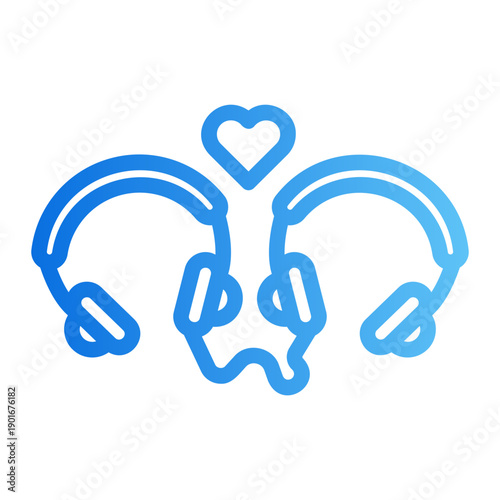 Couple earphone Line Gradient Icon