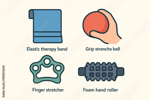 Hand Therapy Tools Elastic Band Grip Ball Finger Stretcher Foam Roller.