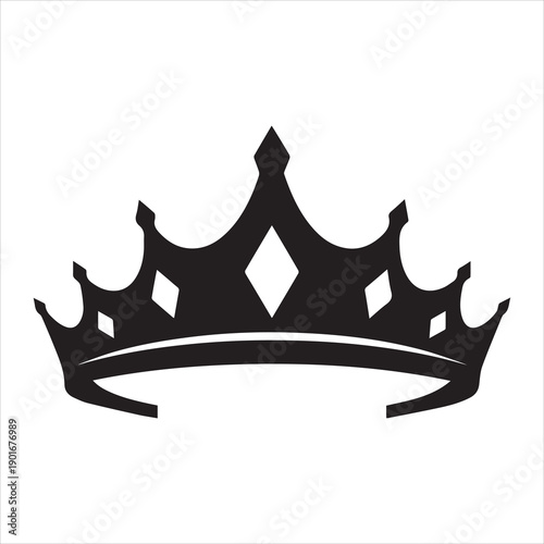 Minimalist Crown Tiara Silhouette Vector Illustration