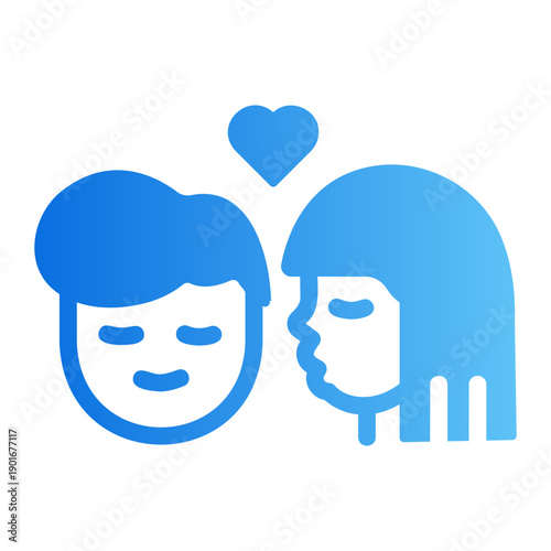 Cheek kiss Line Gradient Icon