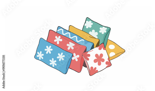 Isometric cushions and throw pillows illustration for home interior comfort isolated on white background