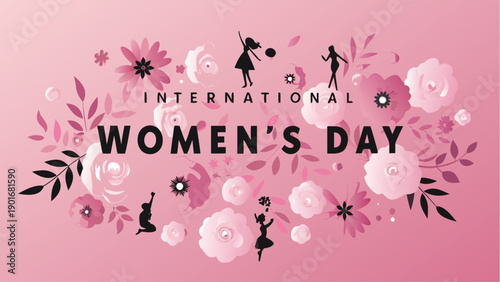 Celebrate International Women's Day with empowered women in floral background