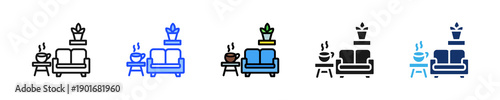 Minimalist Living Room Icon Collection With Multiple Styles
