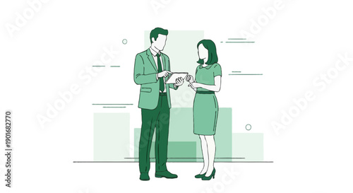 Flat vector illustration of professional finance consultant meeting client