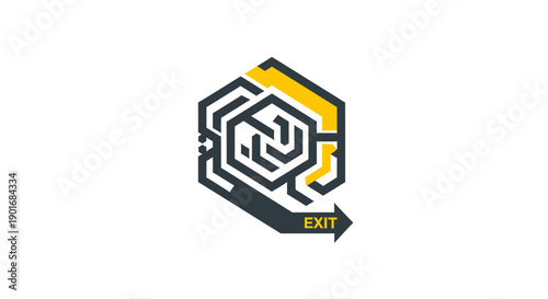 Geometric Maze Design With Arrow Indicating Exit, Conceptual Design For Solutions