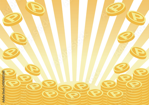 Stacked Gold Coins and Money Illustration. Concept for Business, Finance, and Investment