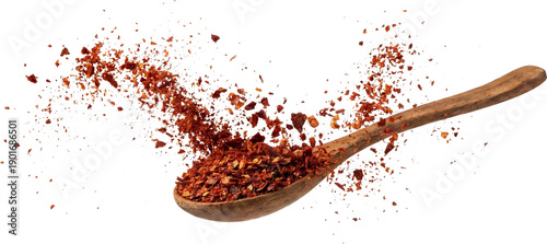 Konstfotografi Spiced Red Pepper Flakes On Wooden Spoon
