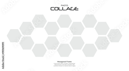 Empty Hexagonal Frame Image Collage Template for Creative Layout