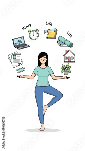 A woman balances work and life