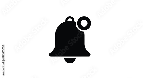 Simple black icon of a notification bell with a circular dot