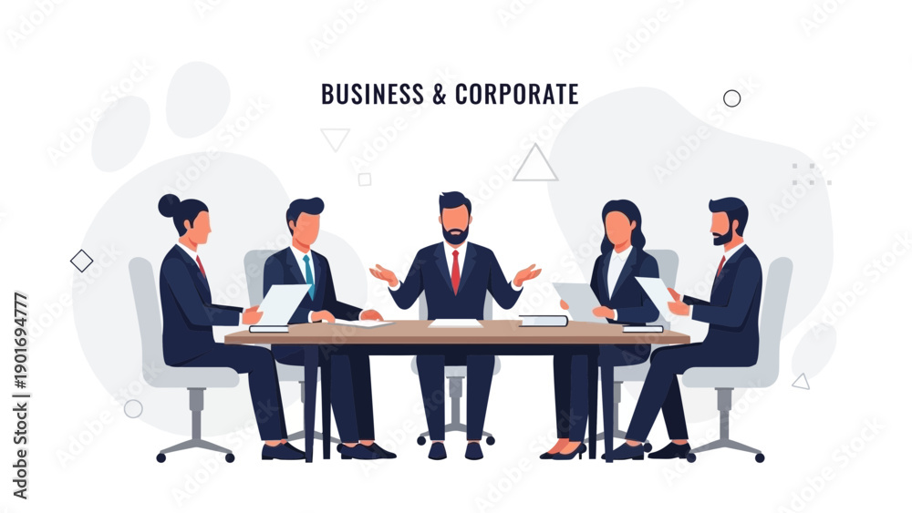 Obraz premium Business Meeting: Diverse Team Discussing Strategy Around Conference Table