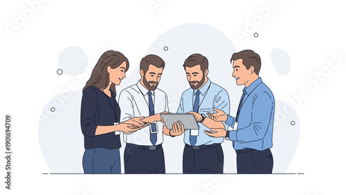 Teamwork Collaboration - Business Professionals Discussing Project on Tablet