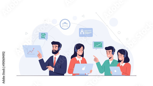 Business Team Collaboration and Communication with Technology