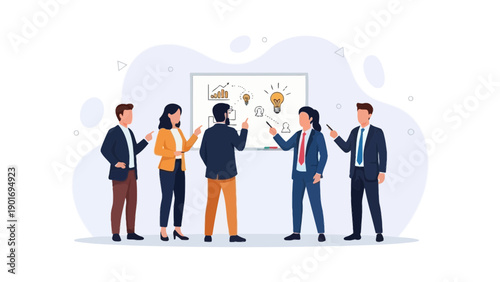 Business Team Brainstorming Ideas on Whiteboard