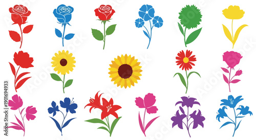 Colorful assortment of various flowers including roses lilies and sunflowers