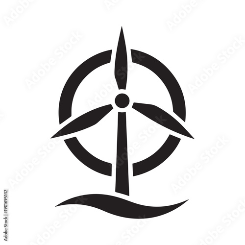 wind turbine logo silhouette icon vector illustration
