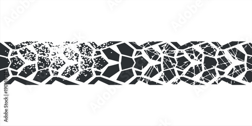 Abstract distressed tire track graphic element, a versatile textured pattern for modern design projects and backgrounds
