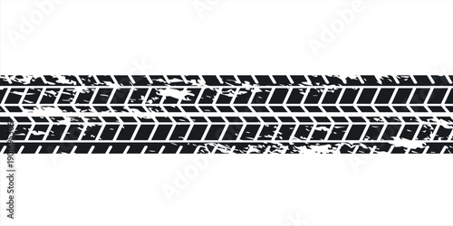 Abstract grunge tire track pattern on white background for automotive and racing themes