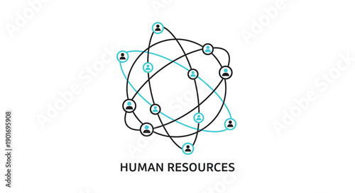 Global Network of Human Resources Connection and Teamwork, Organizational Harmony on a White