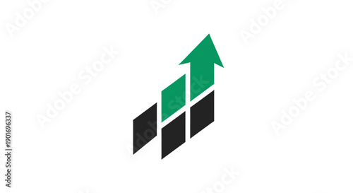 Green Arrow Symbolizing growth, Progression and Financial Advancement Upwards Direction