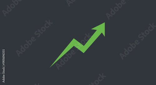 Green Arrow Symbolizing Upward Trend and Business Growth on a Dark Background