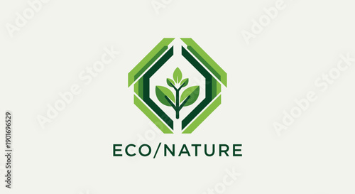 Green Eco-Friendly Plant Logo Representing Nature And Environmental Sustainability