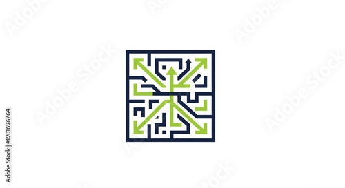 Graphic Representation Of Navigation And Strategic Thinking With Arrows And Labyrinth