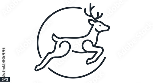 Minimalist Deer Icon - Line Art Animal Symbol