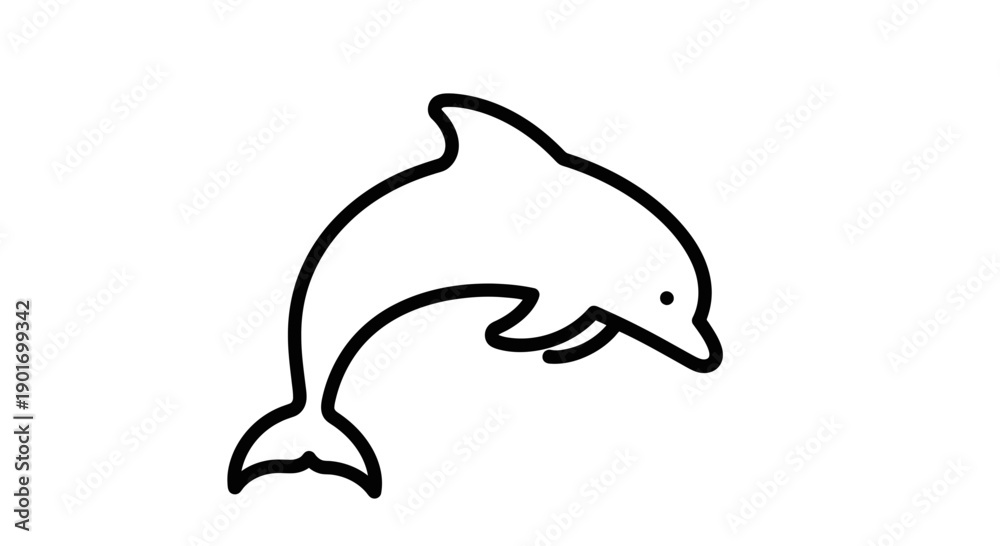 Obraz premium Minimalist line art of a jumping dolphin on a white background